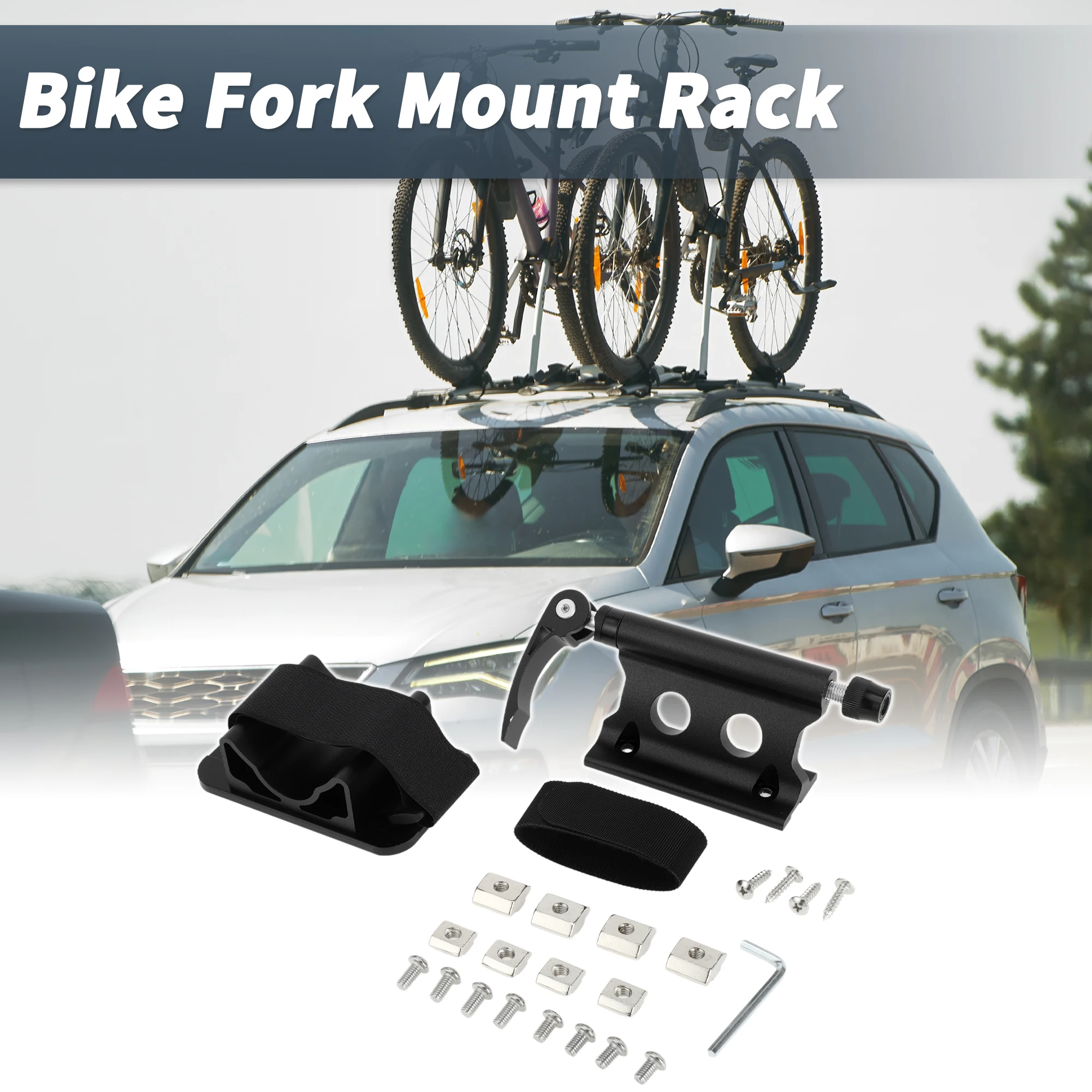 X Autohaux 1 Set Universal Quick Release Bike Fork Mount Rack with Roof Carrier for 6.5mm / 20mm Aluminum Alloy Anti-corrosion