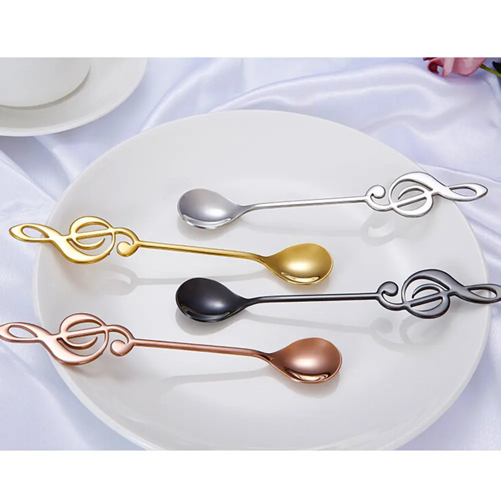 Coffee Spoon Stainless Steel Mirror Finish Musical Note Handle Design for Tea Dessert Ice Cream Stirring Kitchen Tableware view 5
