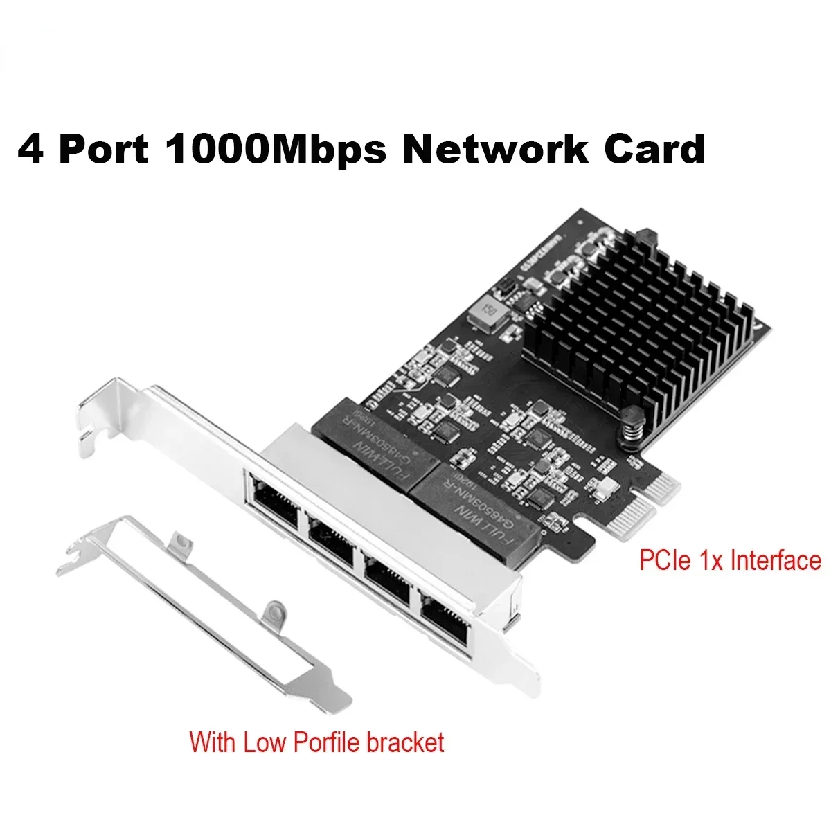 IOCREST PCIe 4 Ports Gigabit Ethernet Controller Card 1x 1000Mbps NIC RTL8111H Chips with Low Profile Bracket for desktop