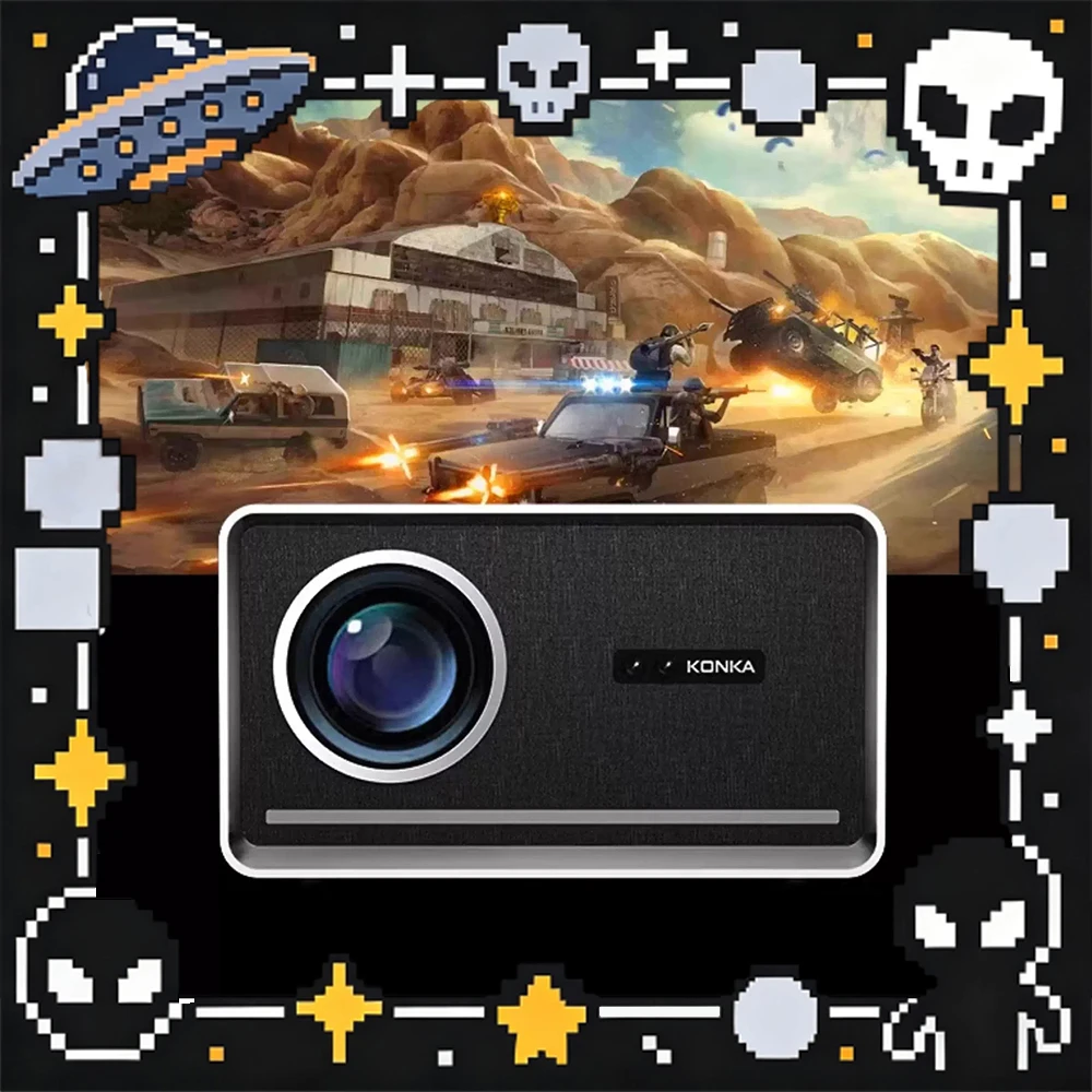 

Проектор KONKA H21 1080P, 400 CVIA люмен, с поддержкой четырехсторонней коррекции, автофокусом и Bluetooth, идеально подходит для подарков