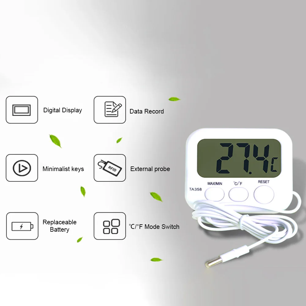 Mini Lcd Digitale Thermometer Met Probe Sensor Zwembad Koelkast Water Tank Met Kabel 1.5M