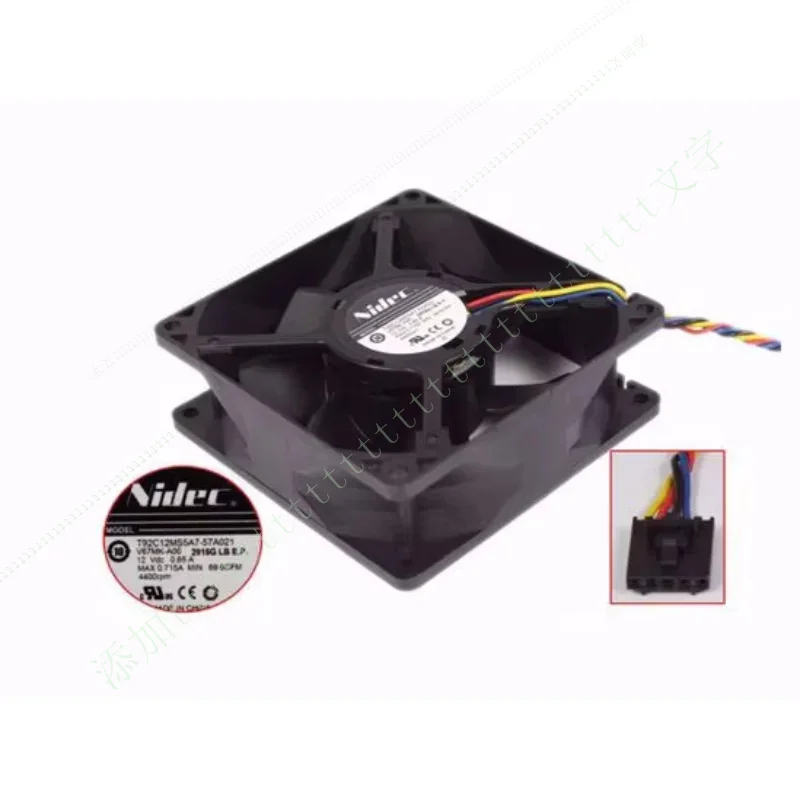 

W ДЛЯ Nidec T92C12MS5A7-57A021 DC 12 В 0,65 А 92x92x25 мм 4-проводной охлаждающий вентилятор для сервера