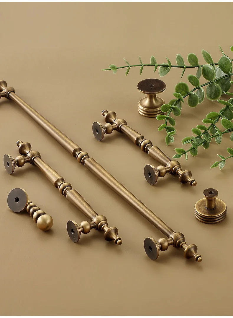 

Solid Brass Antique Bronze Door Handles and Knobs High-end Antique Drawer Pulls Kitchen Cupboard Handle Gold Cabinet Handles