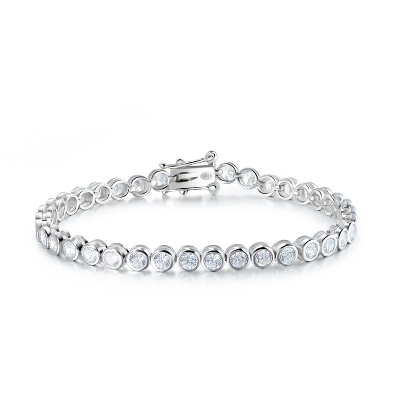 OEVAS 2mm Moissanite Bubble Tennis Bracelet For Women S925 Silver Sparkling Wedding Bracelet Can Pass Diamond Test Fine Jewelry
