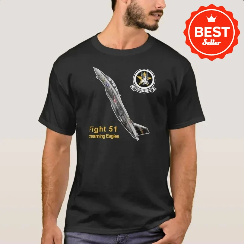 

VF-51 Screaming Eagles Squadron F-14 Tomcat Fighter T-Shirt New 100% Cotton O-Neck Short Sleeve Casual Mens T-shirt Size S-3XL