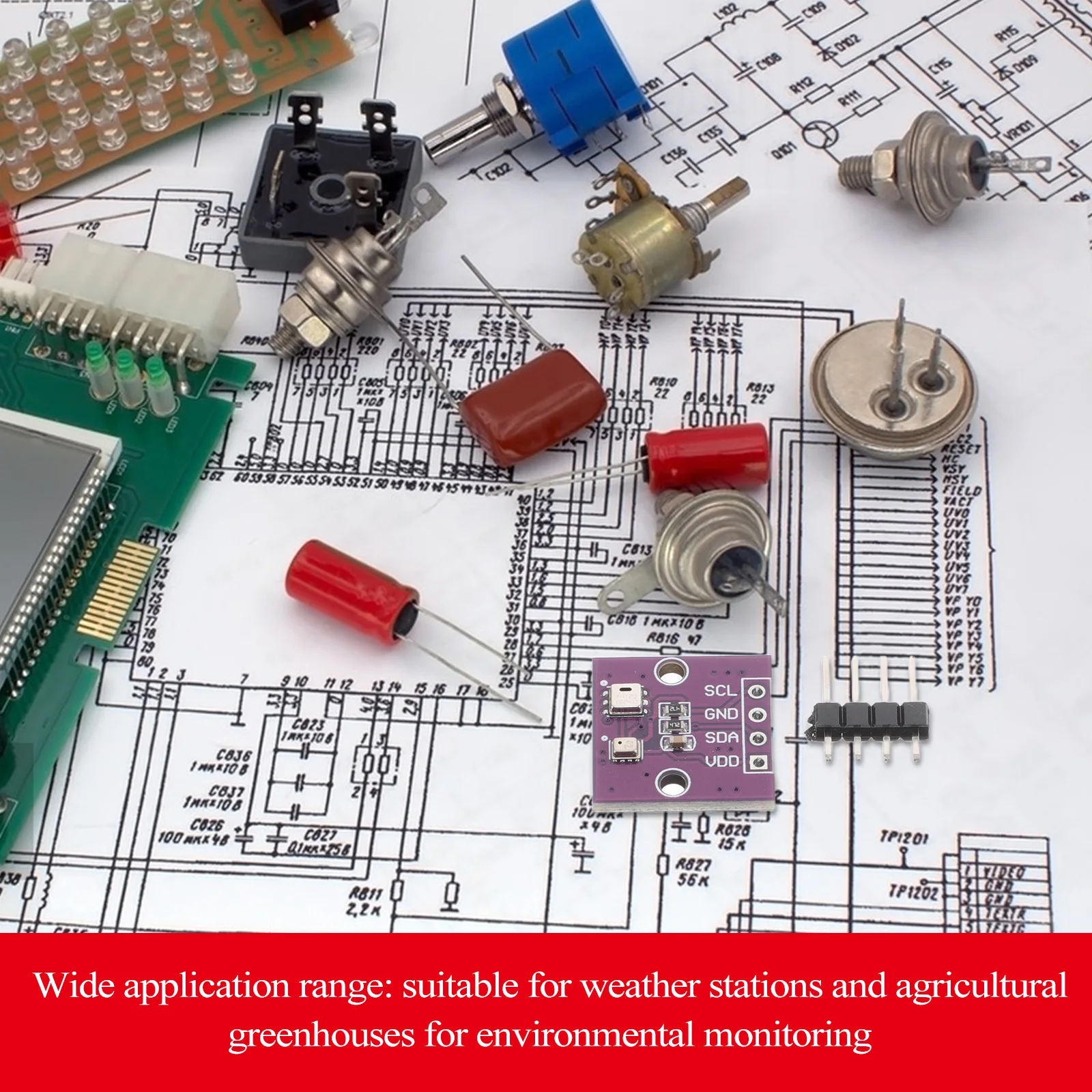 

5Pcs Temperature Humidity Digital Atmospheric Pressure Sensor Module Rapid Response for Weather Monitoring