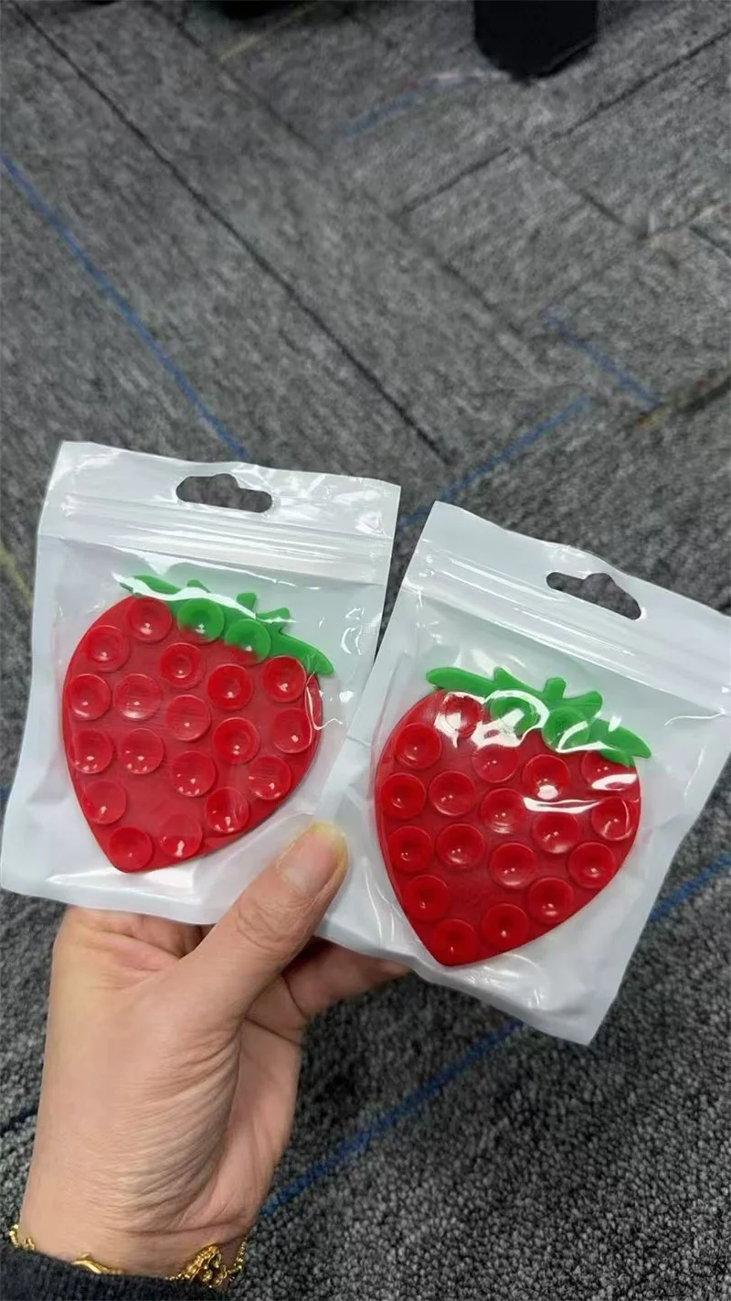 Wildflower Love Sucker Sucking Disc Strawberry Phone Case For iPhone 18 17 16 15 14 13 Pro Max Star Suction Cup Stickers Cover