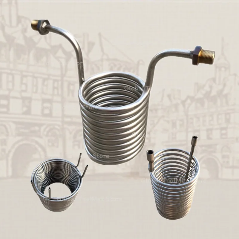 Customized products 1Pcs Stainless Steel Coiled Titanium Copper 304 Bent Capillary Head Cooling Brewing Beer Condensation