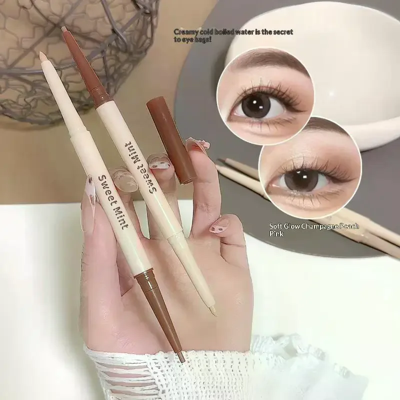 Double Head Eyeliner Pen Lying Silkworm Eye Brighten Bronzer 2 in 1 Waterproof And Durable Not Easy To  Dye Natural Makeup