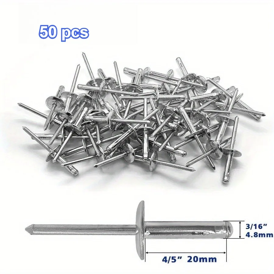 Silver Aluminium Large Flange Trifold Blind Rivets Pop Blind Rivet Aluminium Structural Bulb Rivets Car Interior Air Conditioner