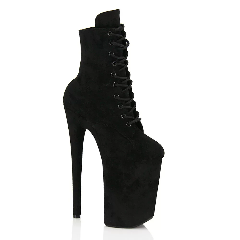 New Black Velvet Ankle Boots, 23cm Stiletto Heel with Platform, for Fashion Shows & Stage Performances Dance Shoes