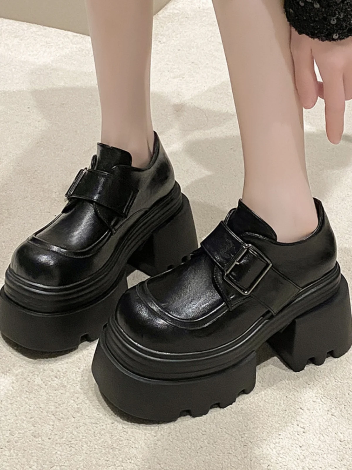 

Корейские Sle Sweet Cool из натуральной кожи Thi Bot iny Leather JK ature oes Женские удлиняющие лоферы Briti S...