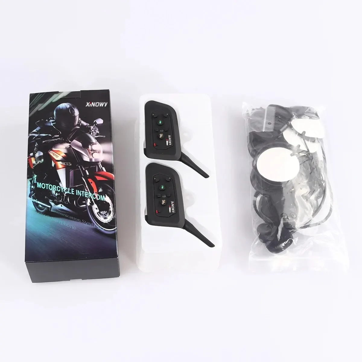 XiNOWy V4 PRO Motorcycle Helmet Headset Support 4 Person Riding Interphone Distance 800-1200 Meters Bluetooth Intercom image 3