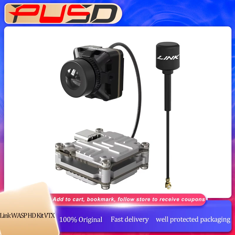 

PUSHI Link WASP HD Kit VTX 1280x720 120FPS 4:3 Цифровая система DJI FPV 5,8G Передатчик Vista/воздушный блок для очков DJI V2