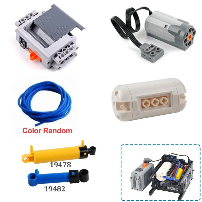 

Pneumatics + M Motor Technology Building Blocks Parts Assembly Pneumatic Airtank/Air Hose/Cylinder DIY Toys Bricks Accessories