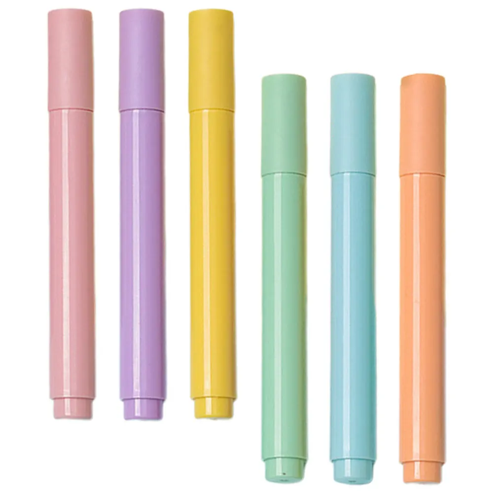 6 Pcs Milk Tea Highlighter Pens Soft Colors Large Capacity Eye Protection Markers Student Bookmarks Study Aids Note Taking Tools