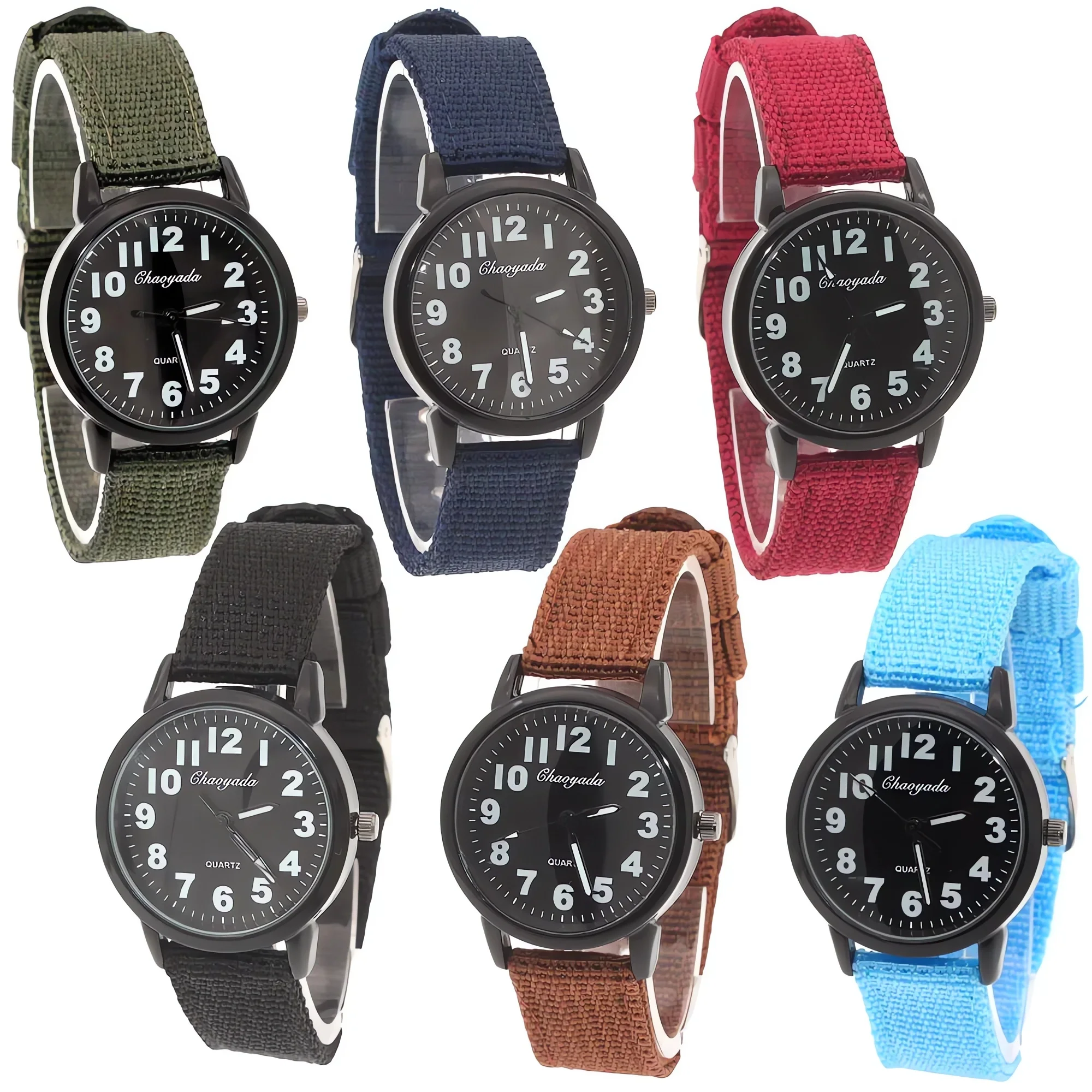 6Pcs Nylon Strap Watches for Boys And Girls Military Fabric Wristwatch Birthday Christmas Gift