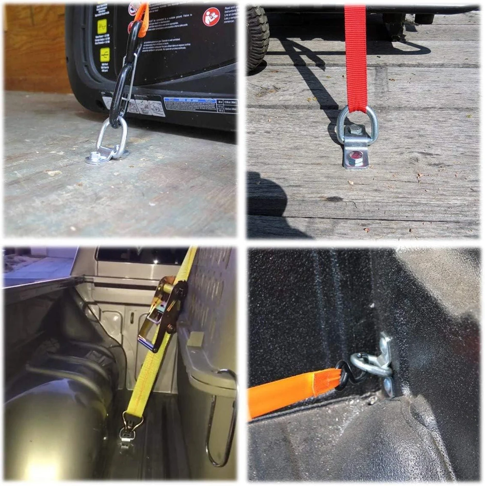 Immagine 4: 4 Pezzi Anello di Ancoraggio Resistente da 3/8 Pollici, 2400 LBS, Anello di Fissaggio per Montaggio a Pavimento per Camion, Camper, ATV, Barche