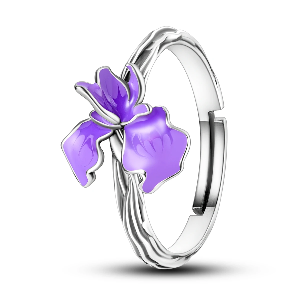 

925 Sterling Silver Iris Ring Simple Generous Purple Resin Luxury High Quality For Women Rings Wedding Party Fine Jewelry Gift