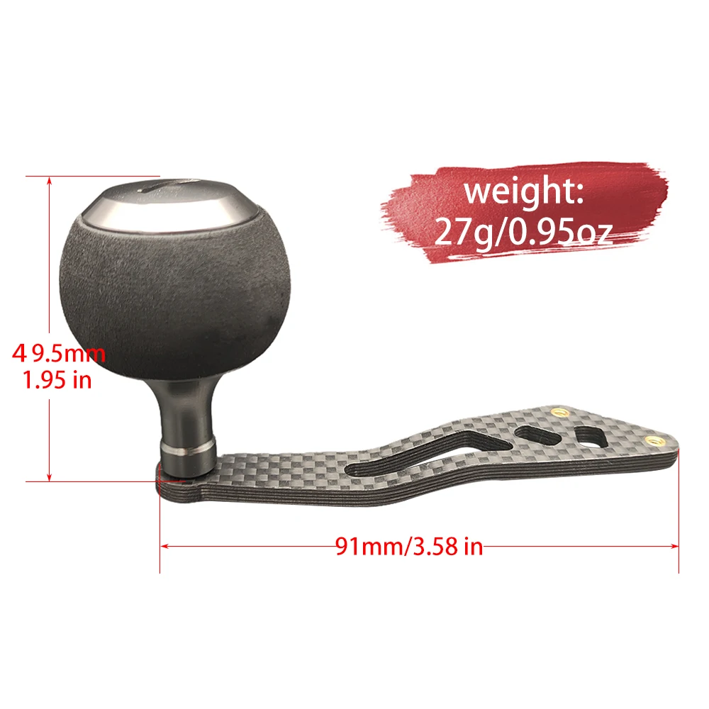 Carbon Fiber Fishing Reel Handle with EVA Knob For Baitcasting Reel Fishing Accessories Sea Fishing Light Weight Reel Handle