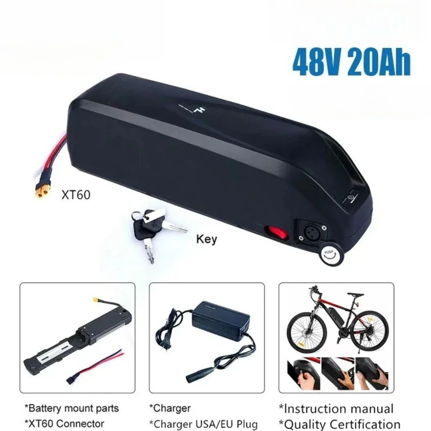 بطارية Hailong عالية الجودة 48 فولت أصلية جديدة 20 أمبير في الساعة 30 أمبير في الساعة 40 أمبير في الساعة لمحرك Bafang BBS02 BBS03 BBSHD + قابس BMS قابل للتخصيص