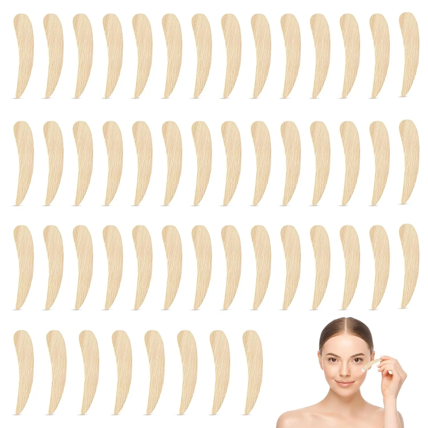 Paquete de 50 espátulas de cuchara de maquillaje facial cosmética de bambú, mini espátula de maquillaje, espátulas de crema cosmética compostables biodegradables, cuchara