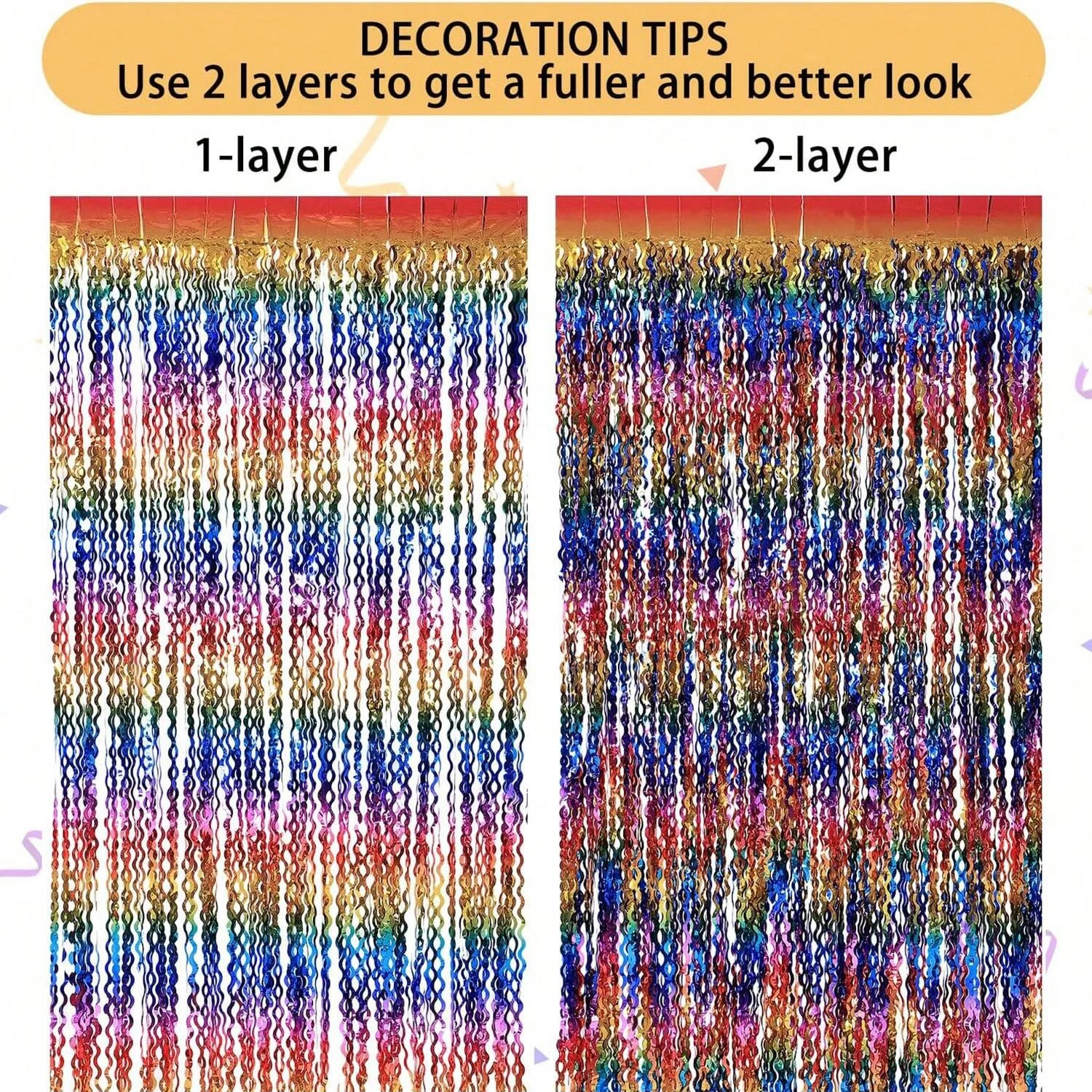 2pc  2 * 1M curved knife wave rainbow rain curtain background decoration for birthday parties, weddings, and other events