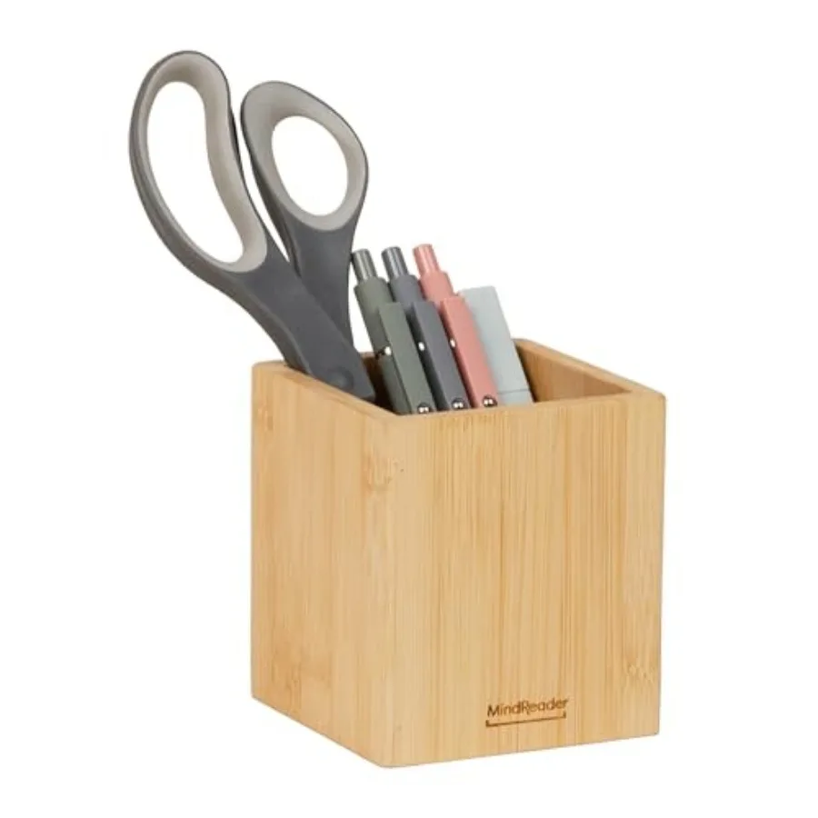 

Accessory Holder Desktop Organization Office Bamboo 3.5"L x 3.5"W x 3.875"H Brown