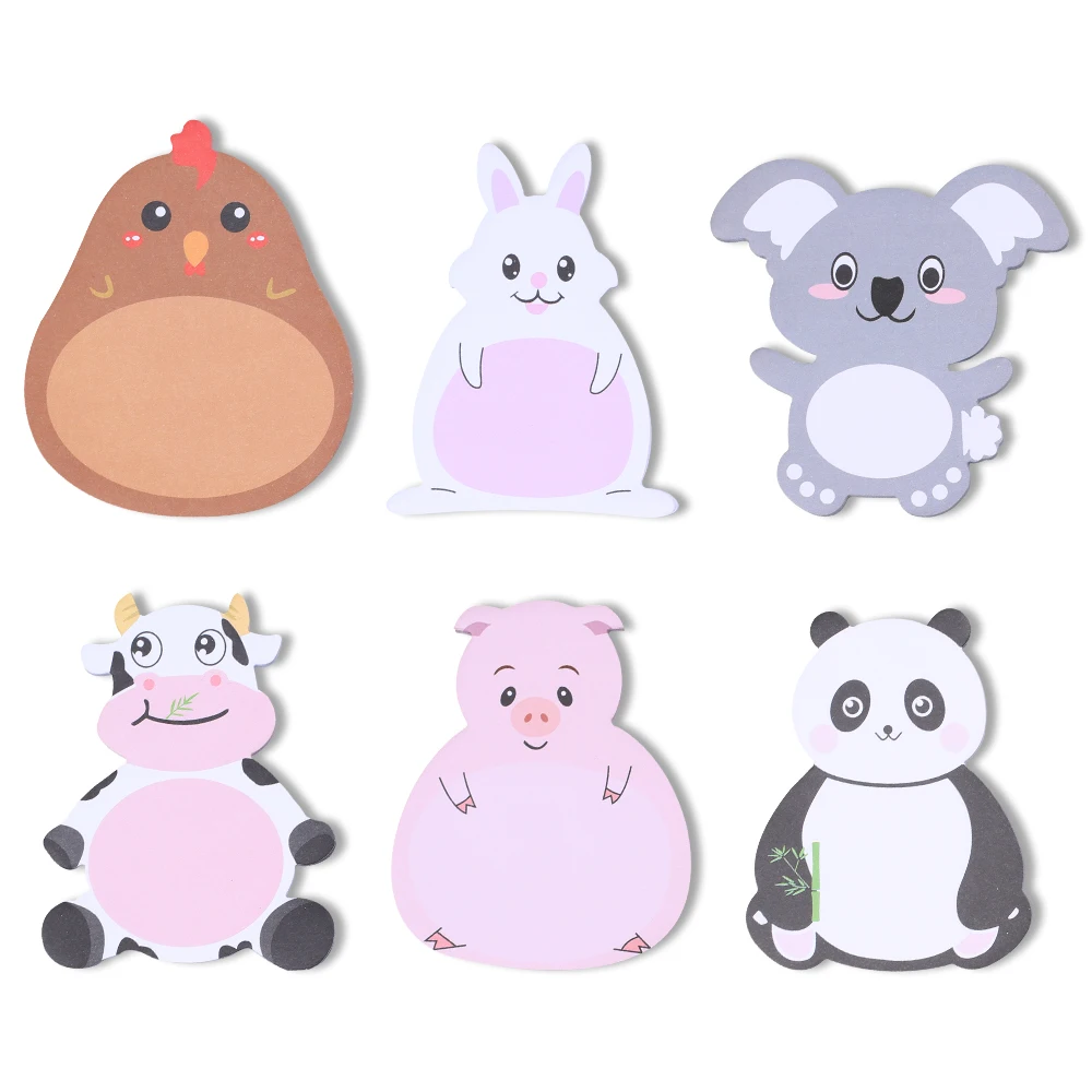 Cartoon Cute Farm Animal Sticky Notes Funny Kawaii Pig Panda Cat Koala Memo Pad Post Notepad Kids Stationery Checklist Index Tabliczka