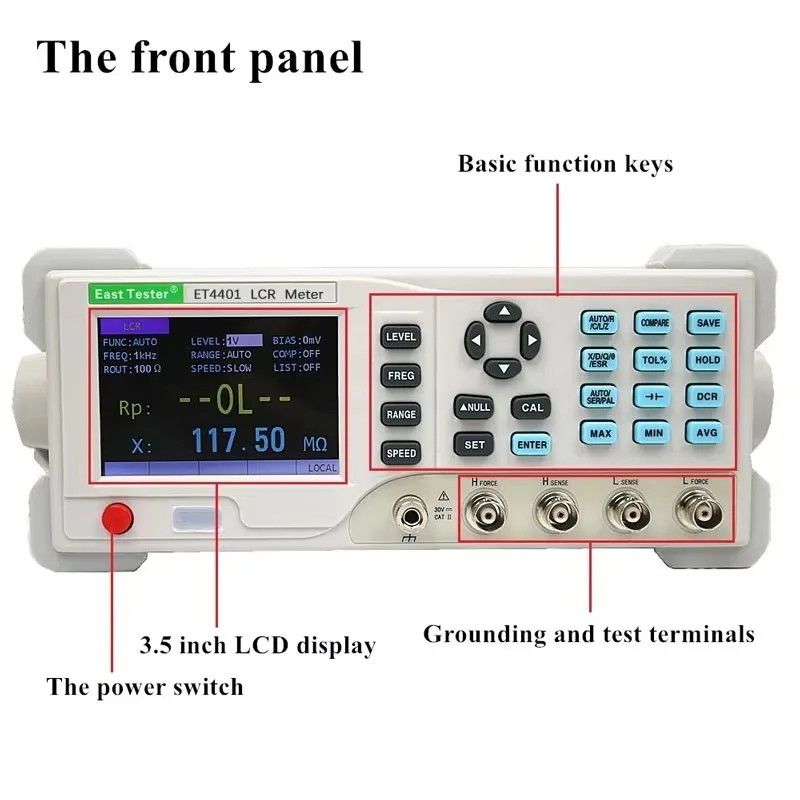Digital LCR Meter Desktop ET4401 LED Bridge Tester Capacitance Resistance Impedance Inductance Measure Instrument