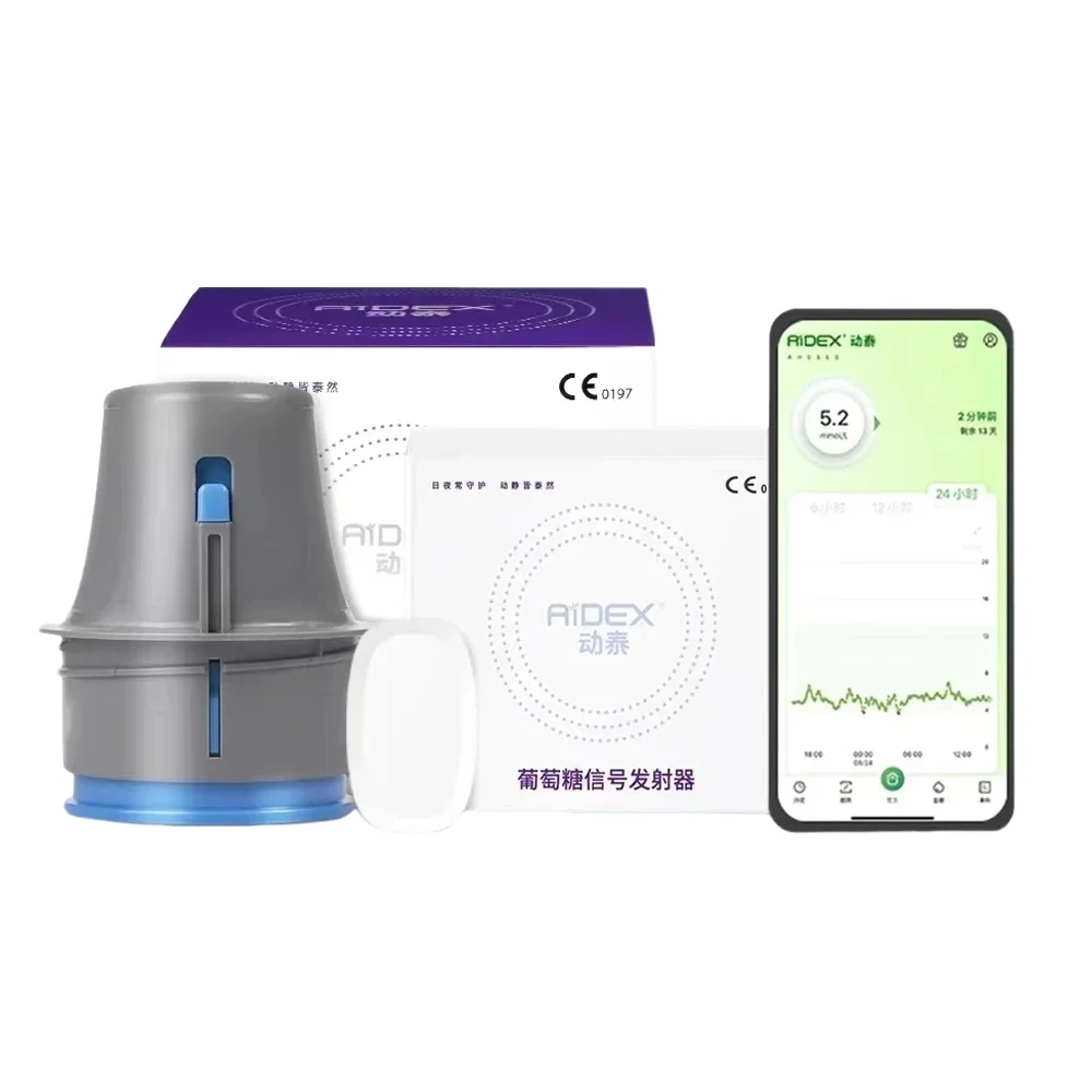 CGMS 24h monitoreo de glucosa en sangre en tiempo Real sistema multilingüe sin escaneo monitoreo remoto estilo libre Aidex dinámico