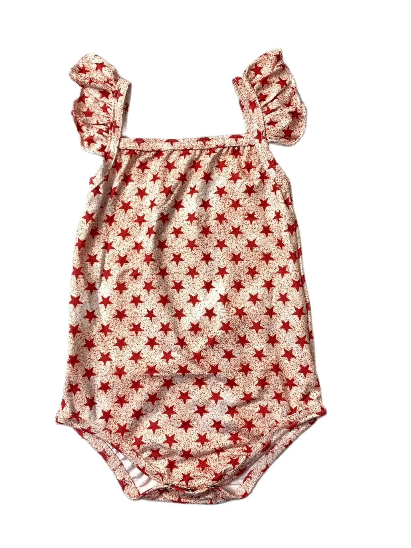 Ropa bonita con estampado de pentagrama rojo para niña pequeña, mono con botones ocultos, superventas