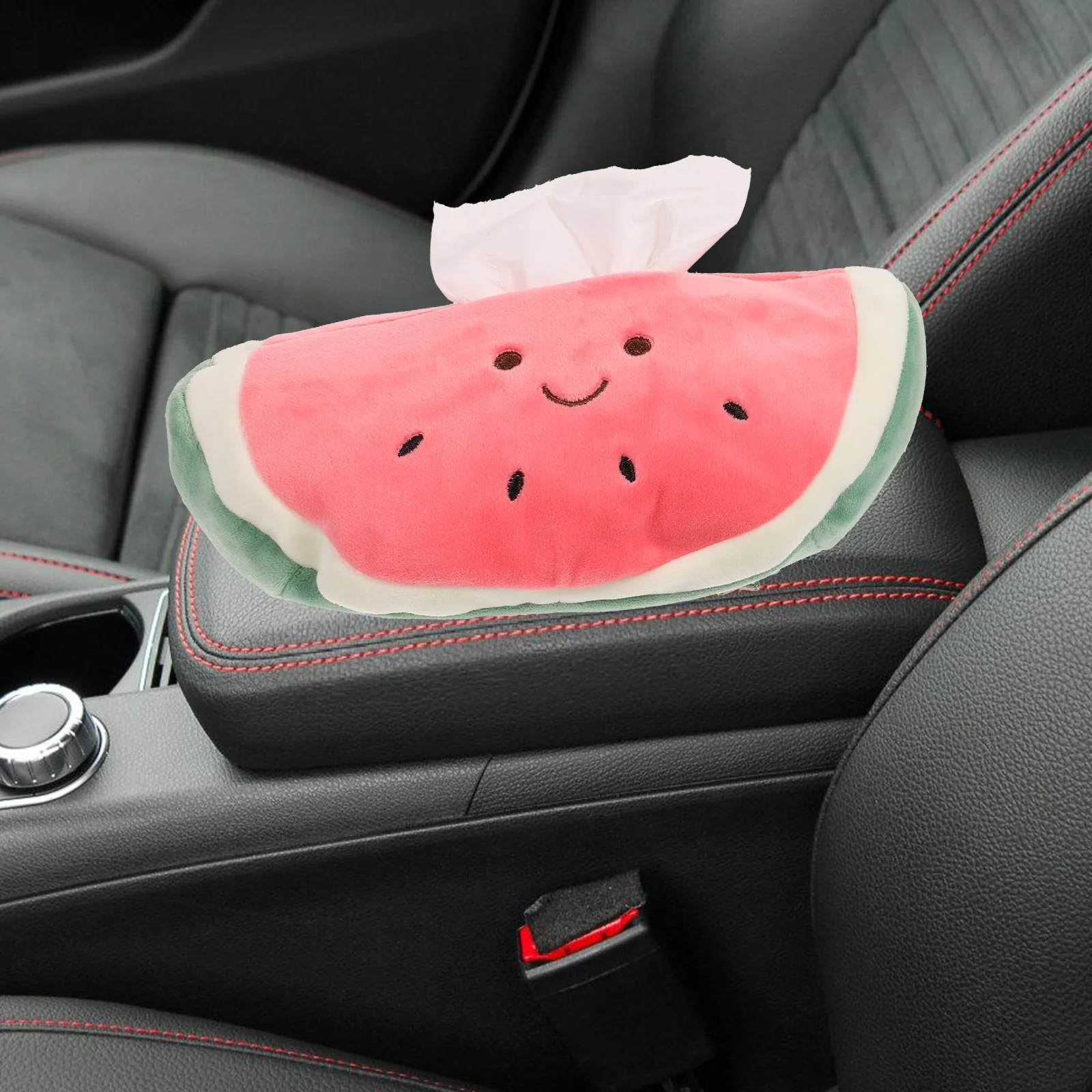 

Car Tissue Box Cartoon Watermelon Cute Holder Large Capacity Napkin Dispenser for Vehicle Home Use Car Mounted Tissue