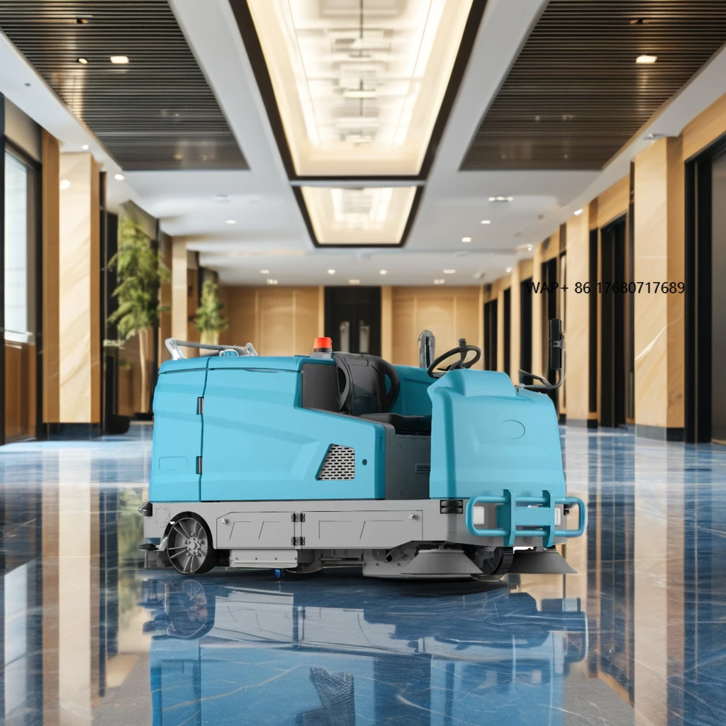 Aspiradora y barredora industrial inalámbrica grande, nueva, de tipo autopropulsado, para pisos húmedos, con batería