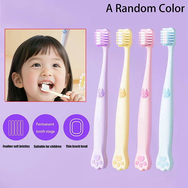 Cepillo de dientes con forma de pata de perro para niños, cerdas suaves, cepillos para blanquear los dientes para niños de 2 a 12 años, cuidado Dental y bucal