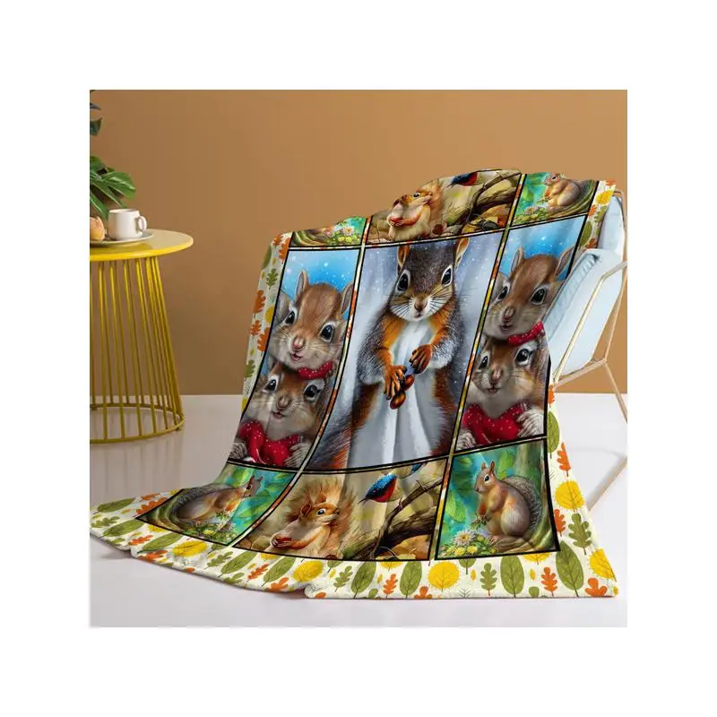 

Scenic Cartoon Squirrel Flannel Blanket - Soft, Lightweight, Versatile for Sofa, Office, Bed, Travel - Ideal Year-round Gift,