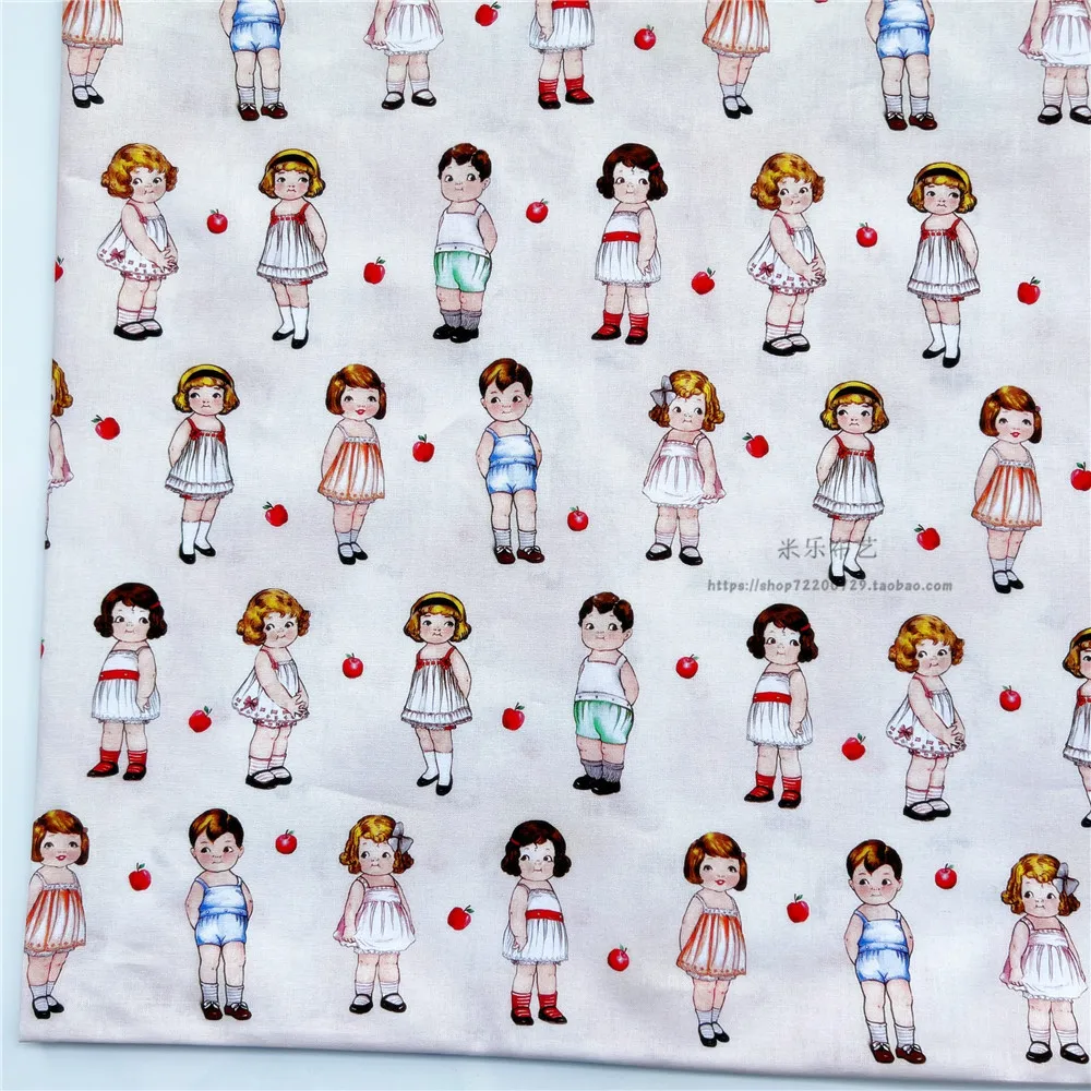 110CM Width Cartoon Girl Print Cotton Sewing Fabric By Meter DIY Quilting Needlework Material Sewing Dress Kids Clothes Fabrics