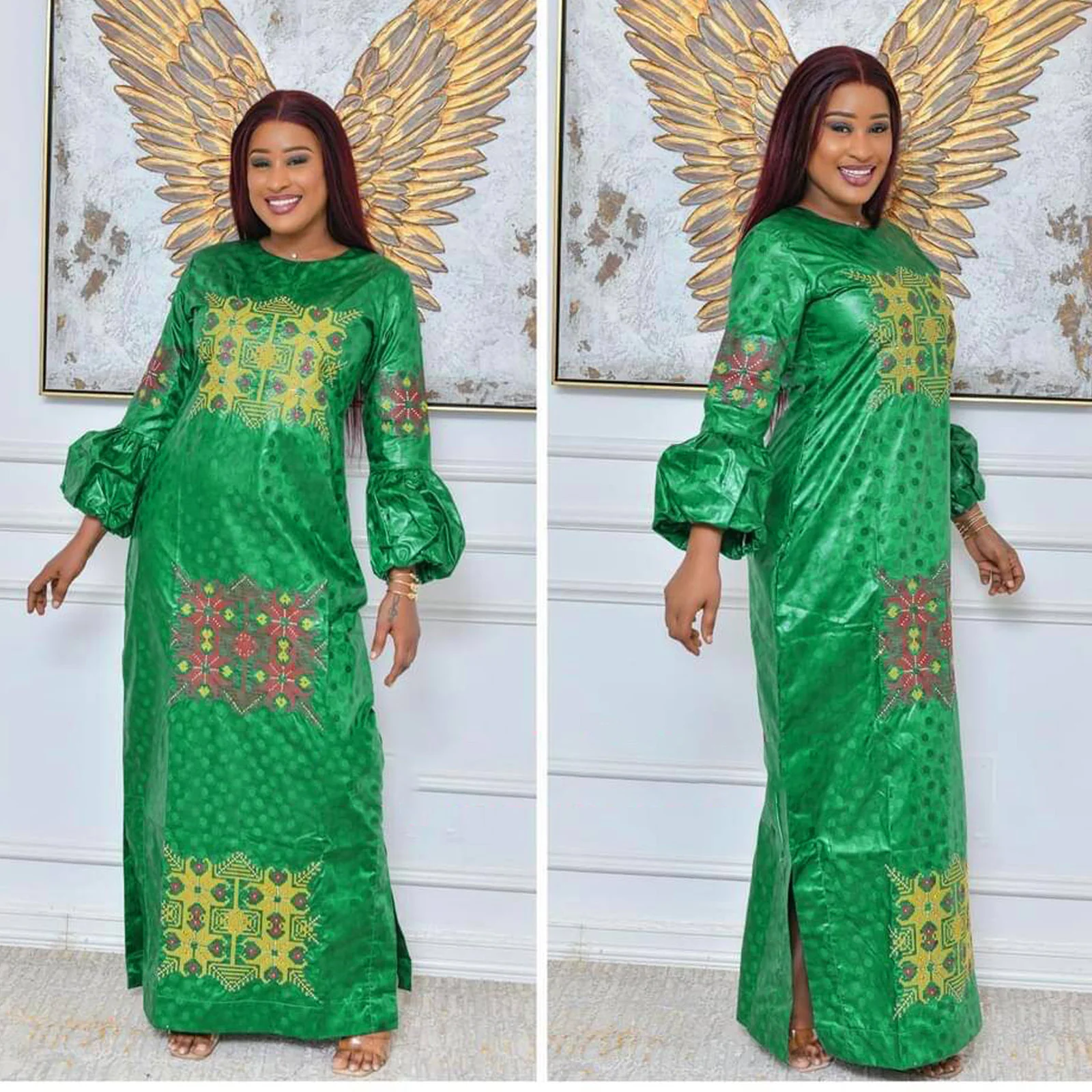 African Dresses For Women Luxury Boubou Material Rich Embroidery Design Long Dress With Scarf