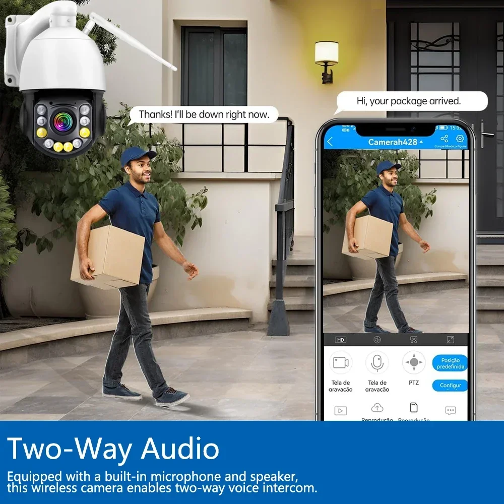 50X زووم بصري CCTV واي فاي مراقبة الفيديو 4K 8MP كاميرا AI الإنسان كشف الأمن في الهواء الطلق PTZ كاميرا IP 60 متر اللون للرؤية الليلية