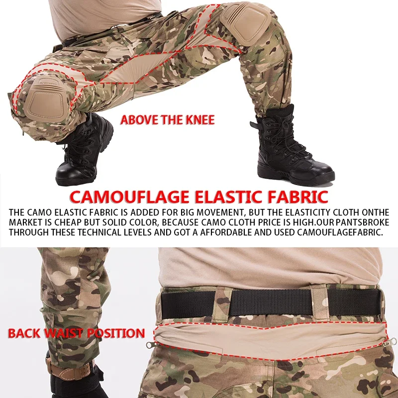 Tuta da arrampicata da trekking uniforme tattica con imbottiture camicia da Safari pantaloni da Paintball da combattimento Set da uomo Softair Outfit abbigliamento da campeggio