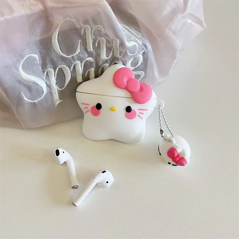 Sanrio Hello Kitty Silica Gel AirPods Pro Bluetooth Headphone Bag Cute Cartoon Soft Fashion Protective Case Girls Holiday Gifts