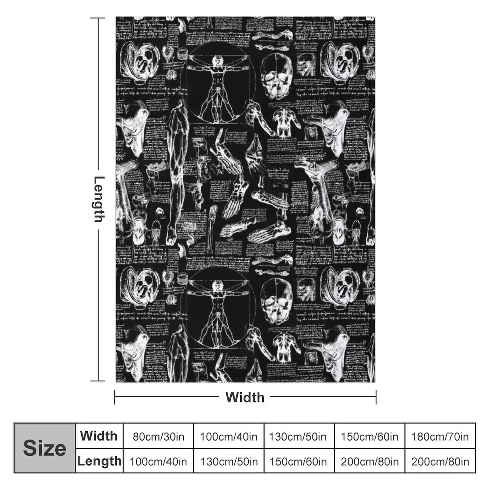 Da Vinci's Anatomy Sketches // Black Throw Blanket christmas gifts Nap Designers Soft Plush Plaid for babies Blankets