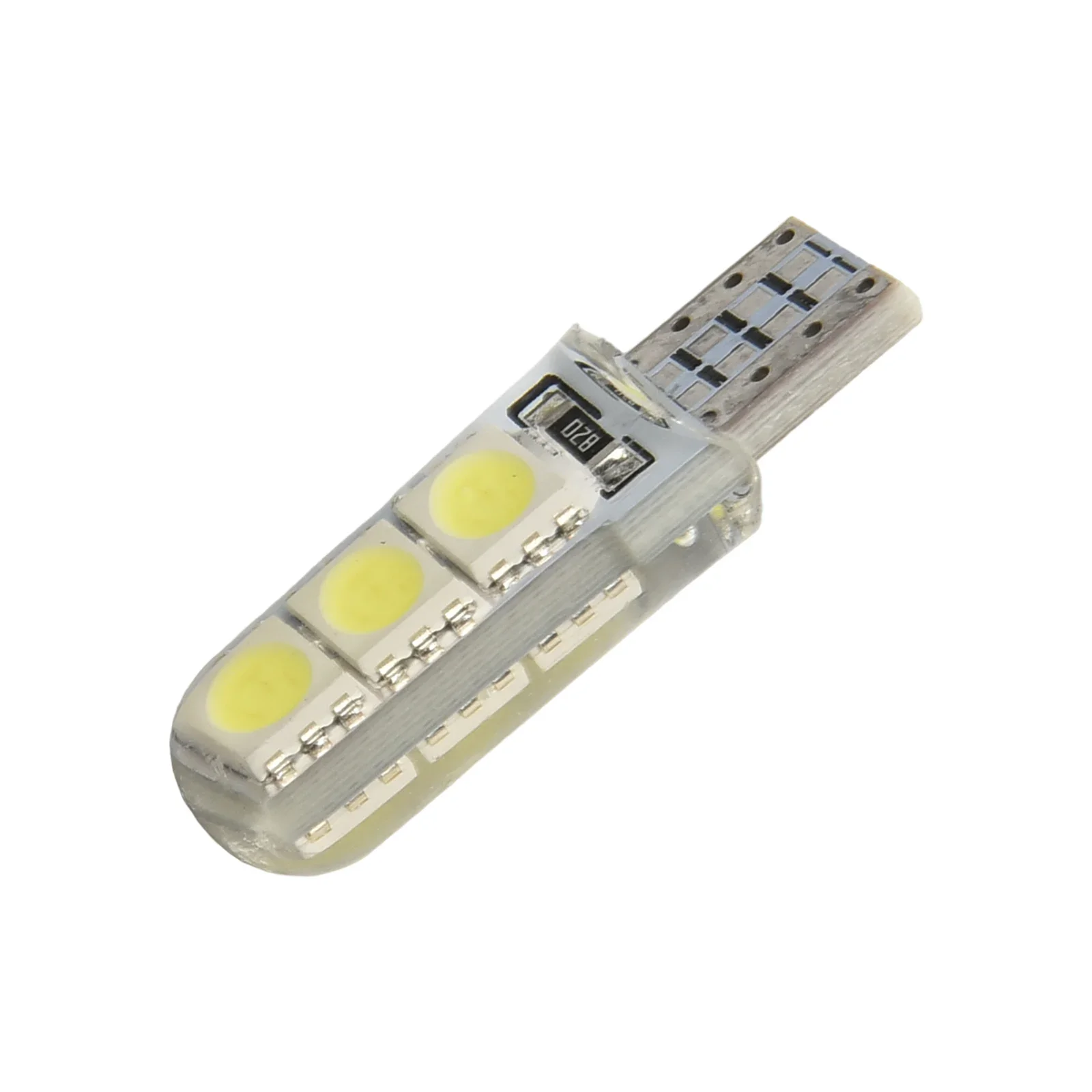 10pcs Car Side Lights T10-5050-6SMD Silicone Shell Canbus Car LED Side Wedge Lights Super Bright White Light License Plate Lamp