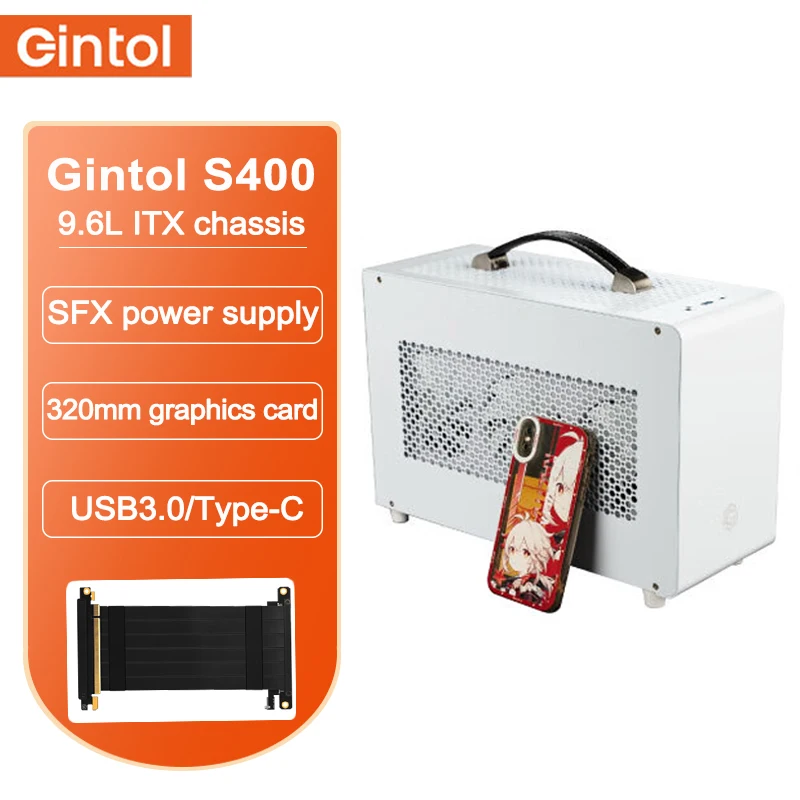 

Gintol S400 MINI ITX Case USB 3.0 Interface SFX Power Supply 30 Series Graphics Card Portable Desktop Computer Chassis