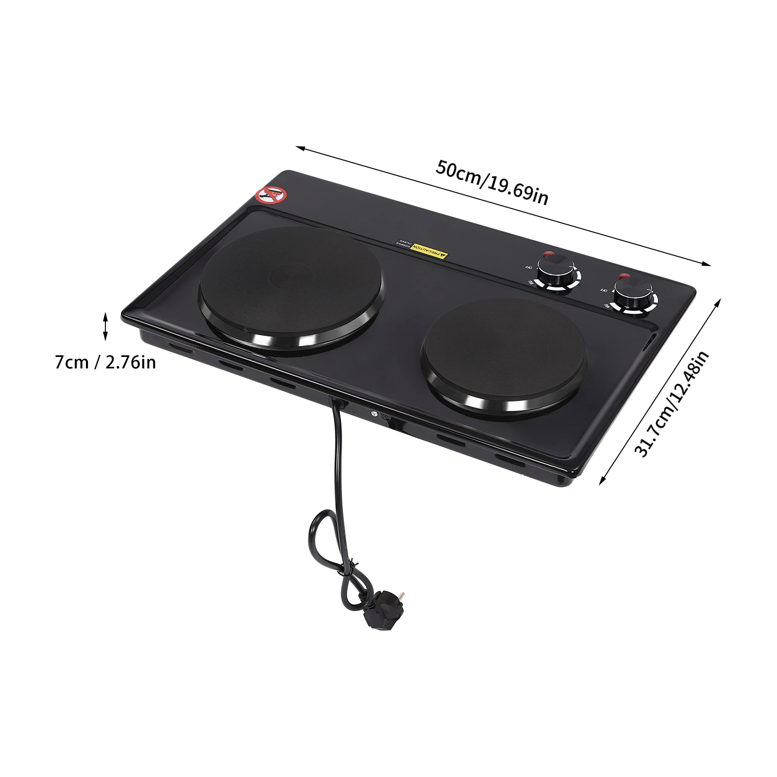 Estufa eléctrica de doble quemador de 2.5KW, placa de cocción vertical de sobremesa con 6 niveles de temperatura para cocina, camping y caravanas.
