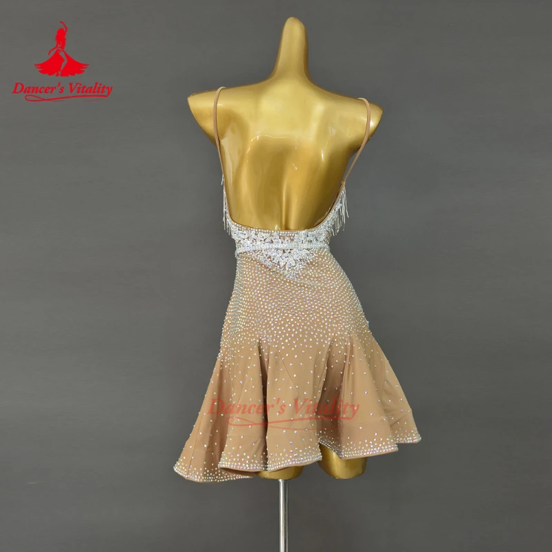 Vestido de dança latina personalizado para adultos e crianças cha samba rumba competição trajes desempenho vitalidade da dança
