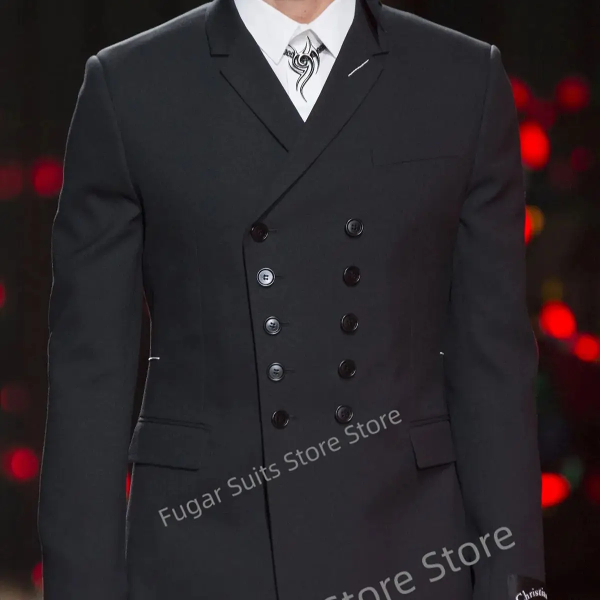 

Classic Elegant Black Wedding Suits For Men Slim Fit Double-breasted Groom Formal Tuxedos 2Pcs Fashion Male Blazer Costume Homme