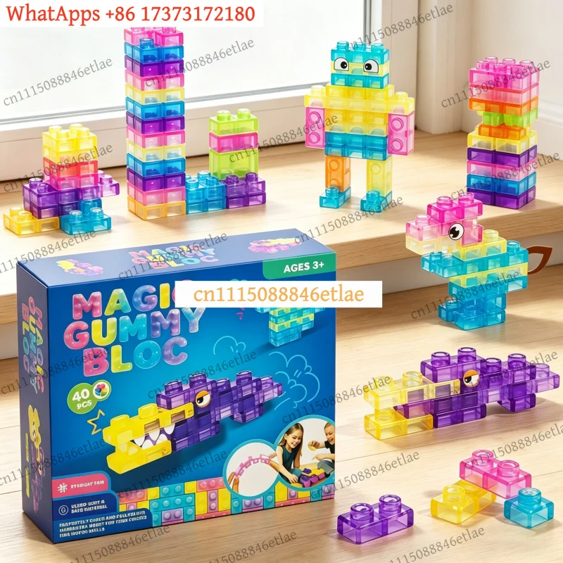 k3 40-Pack Squishy Building Blocks – Soft Jelly Sensory Toys for Toddlers, Gummy Cube Squeeze Fidget Gift Set