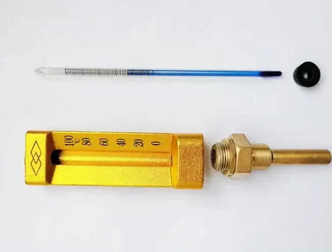 Marine V-thermometer Copper Sleeve Metal  Angle Type Temperature Meter WNY-11 Air Conditioning Trend Pipe Industrial Boiler