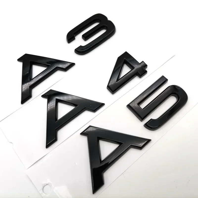 3D ABS Chrome Black Rear Trunk Emblem Badge Sticker Decals For Audi A1 A3 A4 A5 A6 A7 A8 Q2 Q3 Q5 Q7 Q8 TT Car Accessories